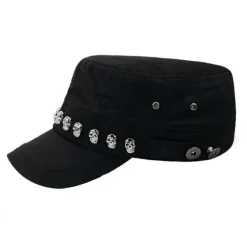 Hats*Boogzel Clothing Skull Rivet Cap Black