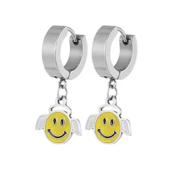 Earrings*Boogzel Clothing Smiley Angel Earrings Silver/yellow