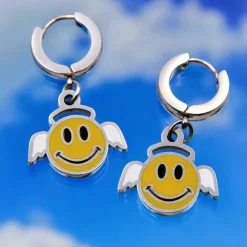 Earrings*Boogzel Clothing Smiley Angel Earrings Silver/yellow