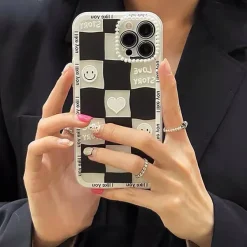 Iphone Cases*Boogzel Clothing Smiley Checkered iPhone Case Black/white