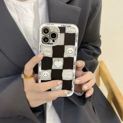 Iphone Cases*Boogzel Clothing Smiley Checkered iPhone Case Black/white