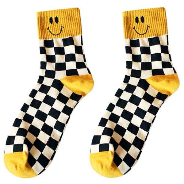 Socks*Boogzel Clothing Smiley Checkered Socks