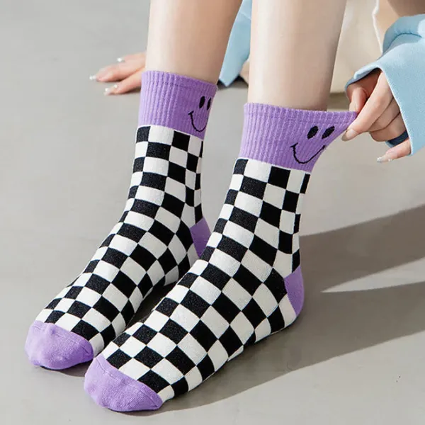 Socks*Boogzel Clothing Smiley Checkered Socks