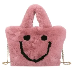 Bags & Purses*Boogzel Clothing Smiley Face Fuzzy Handbag