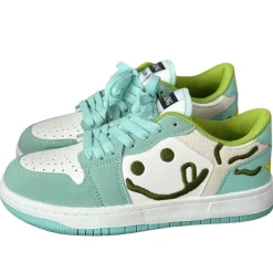 Aesthetic Sneakers*Boogzel Clothing Smiling Face Embroidery Mint Green Sneakers MintGreen