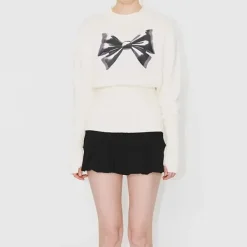 Sweaters*Boogzel Clothing Soft Girl Aesthetic Bow Jumper White