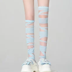 Socks*Boogzel Clothing Soft Girl Crisscross Lace-Up Socks Blue