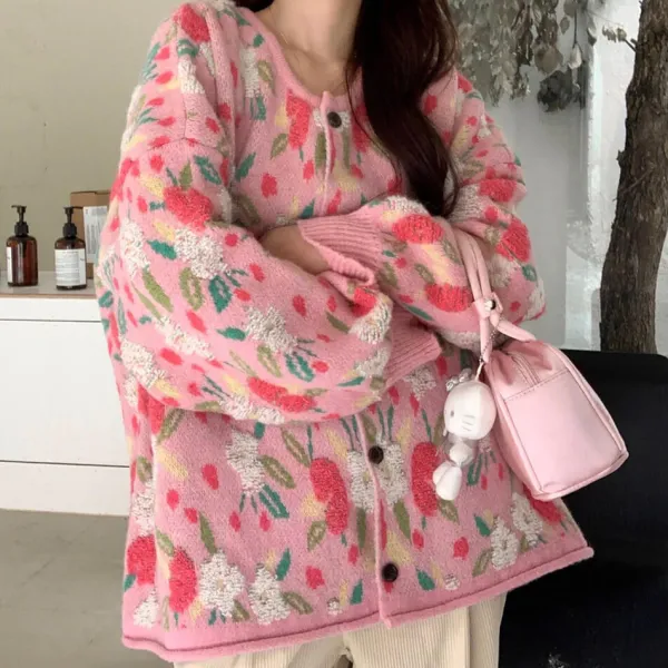 Knit Cardigans*Boogzel Clothing Soft Girl Floral Cardigan Pink