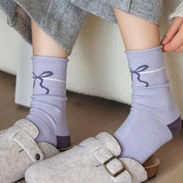 Socks*Boogzel Clothing Soft Girl Lavender Bow Socks Purple