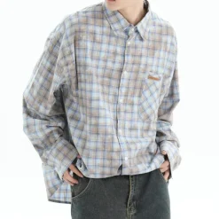 Long Sleeve Tops*Boogzel Clothing Soft Girl Plaid Button-Up Shirt