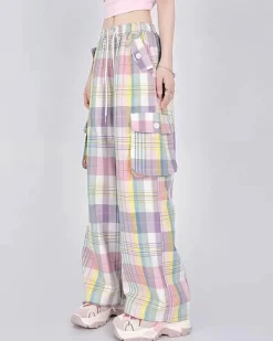 Pants & Trousers*Boogzel Clothing Soft Girl Plaid Cargo Pants Purple