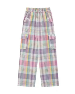 Pants & Trousers*Boogzel Clothing Soft Girl Plaid Cargo Pants Purple