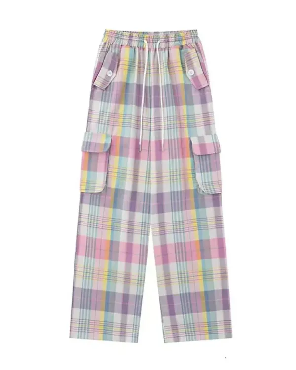 Pants & Trousers*Boogzel Clothing Soft Girl Plaid Cargo Pants Purple