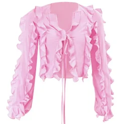 Long Sleeve Tops*Boogzel Clothing Soft Girl Ruffle Cardigan Pink