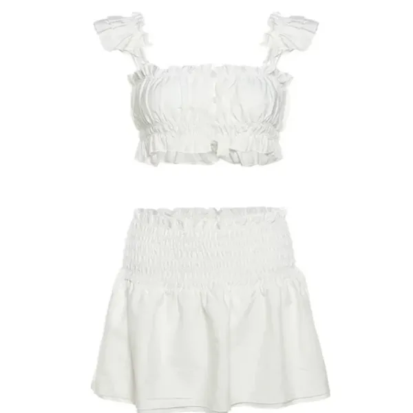 Dresses & Rompers|Skirts*Boogzel Clothing Soft Girl Top & Ruffle Skirt Co-Ord White