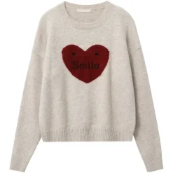 Sweaters*Boogzel Clothing Soft Girl Warm Heart Sweater Grey/red