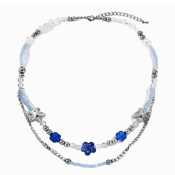Necklaces & Chokers*Boogzel Clothing Soft Grunge Beaded Necklace Blue