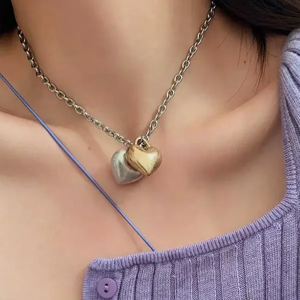 Necklaces & Chokers*Boogzel Clothing Softie Heart Chain Necklace Silver/gold