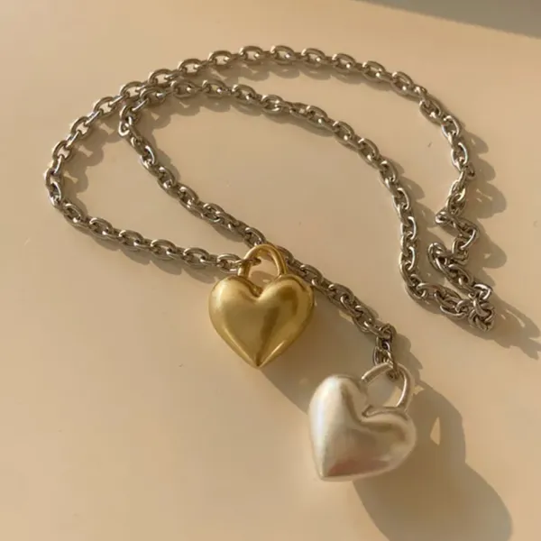 Necklaces & Chokers*Boogzel Clothing Softie Heart Chain Necklace Silver/gold