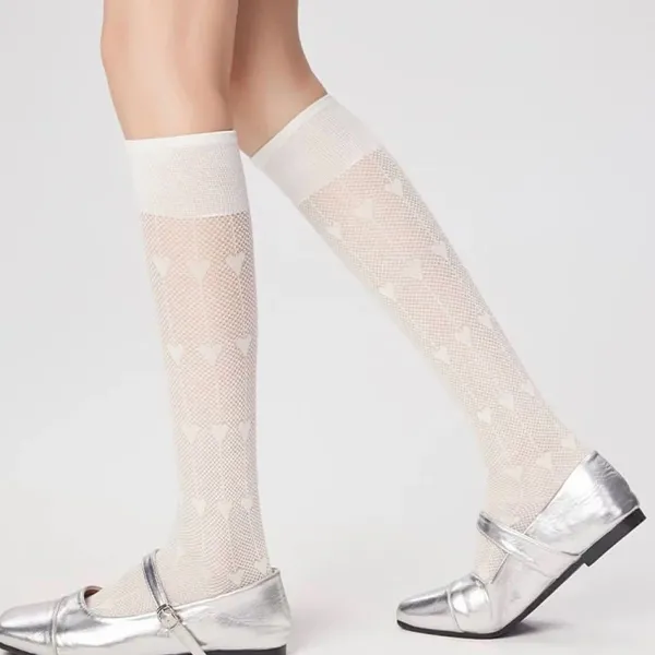 Socks*Boogzel Clothing Softie Heart Thin Knee Socks