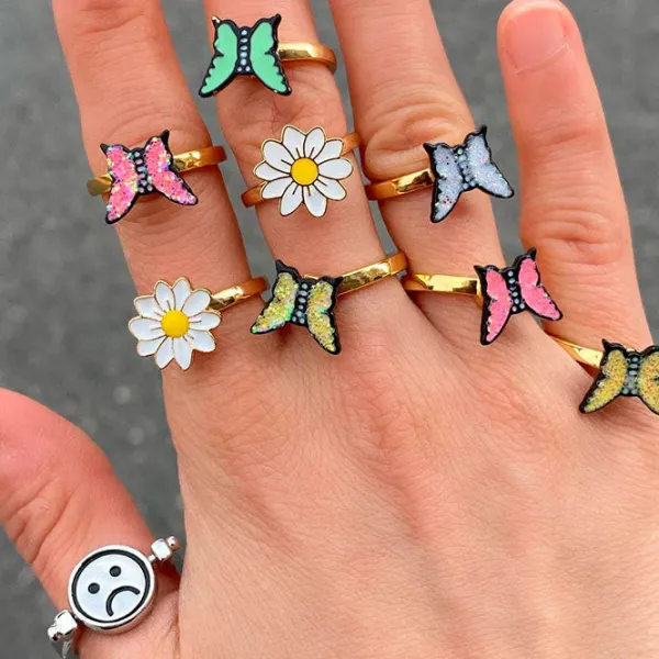 Anxiety Rings|Rings*Boogzel Clothing Spinner Flower Anxiety Ring