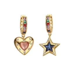 Earrings*Boogzel Clothing Star & Heart Rhinestone Earrings Gold