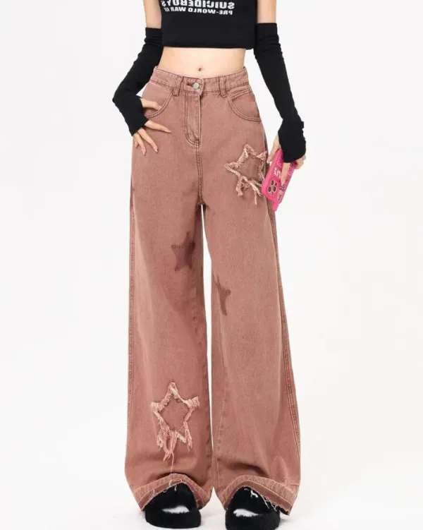 Jeans*Boogzel Clothing Star Aesthetic Jeans Pink