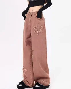 Jeans*Boogzel Clothing Star Aesthetic Jeans Pink