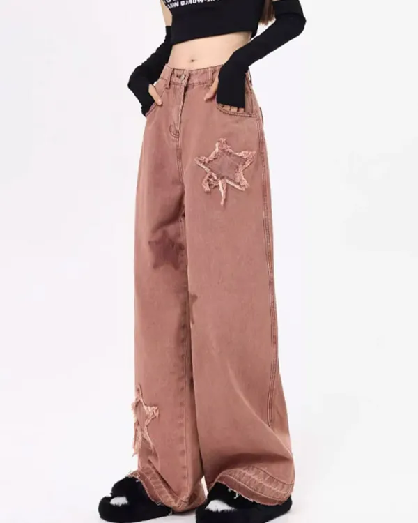 Jeans*Boogzel Clothing Star Aesthetic Jeans Pink