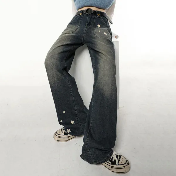 Jeans*Boogzel Clothing Star Child Wide Leg Jeans Black