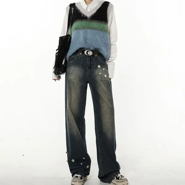 Jeans*Boogzel Clothing Star Child Wide Leg Jeans Black