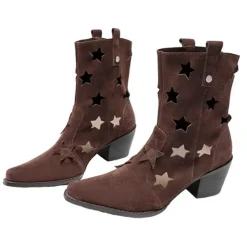 Mad|Boots / Platform Boots*Boogzel Clothing Star Cut Out Cowboy Boots Brown