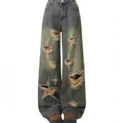 Jeans*Boogzel Clothing Star Distressed Jeans Green