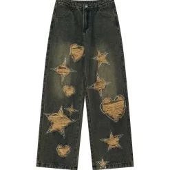 Jeans*Boogzel Clothing Star Distressed Jeans Green