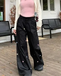 Pants & Trousers*Boogzel Clothing Star Girl Aesthetic Baggy Pants Black