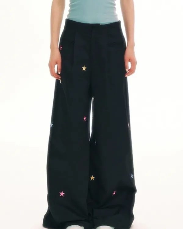 Pants & Trousers*Boogzel Clothing Star Girl Aesthetic Baggy Pants Black