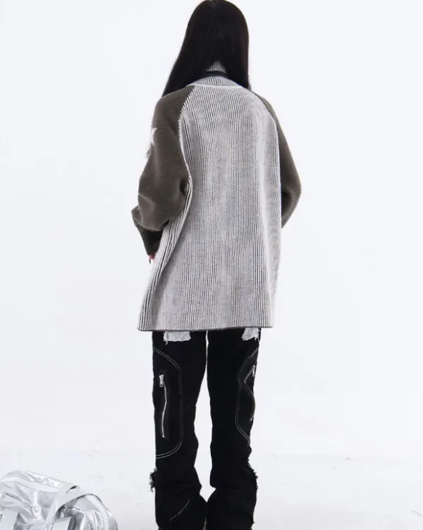 Sweaters*Boogzel Clothing Star Girl Aesthetic Zip Up Sweater Grey
