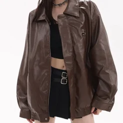 Coats & Jackets*Boogzel Clothing Star Girl Bomber Leather Jacket
