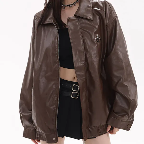 Coats & Jackets*Boogzel Clothing Star Girl Bomber Leather Jacket