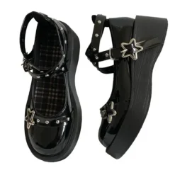 Classics|Sandals / Mary Janes*Boogzel Clothing Star Girl Buckle Platform Sandals Black