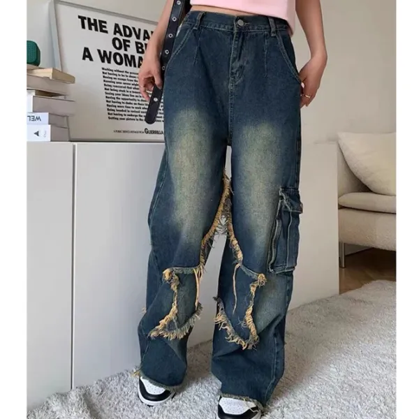 Jeans*Boogzel Clothing Star Girl Cargo Jeans Blue
