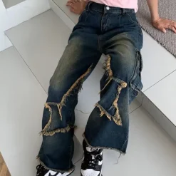 Jeans*Boogzel Clothing Star Girl Cargo Jeans Blue