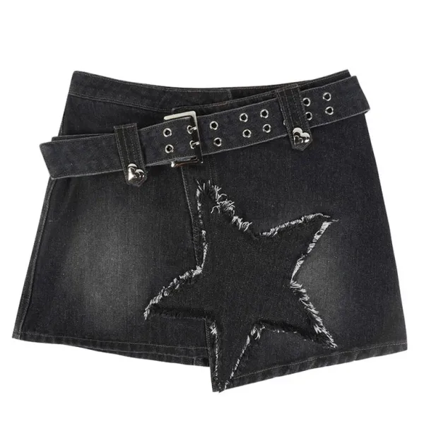Skirts*Boogzel Clothing Star Girl Denim Skirt Black