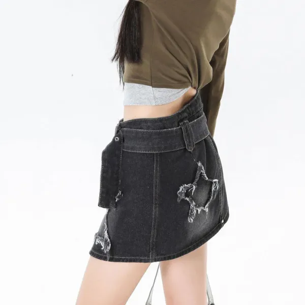 Skirts*Boogzel Clothing Star Girl Denim Skirt Black