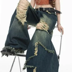 Jeans*Boogzel Clothing Star Girl Destroyed Jeans DarkBlue