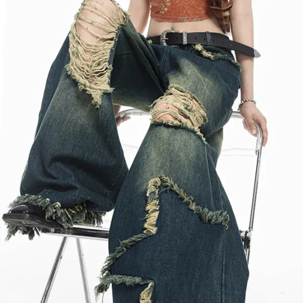 Jeans*Boogzel Clothing Star Girl Destroyed Jeans DarkBlue