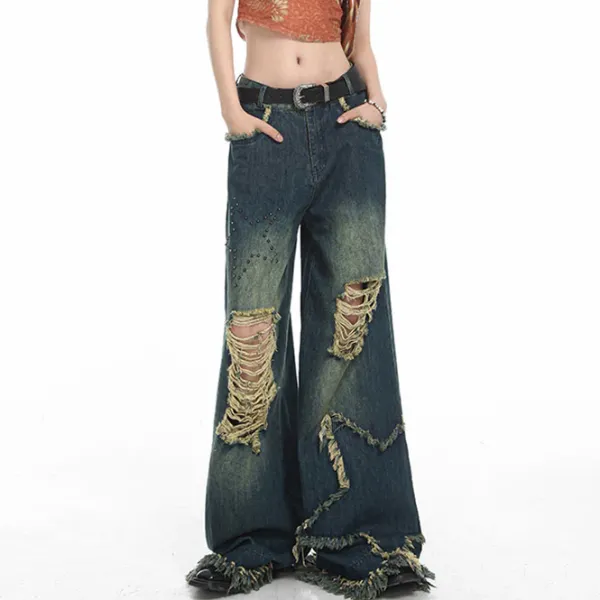 Jeans*Boogzel Clothing Star Girl Destroyed Jeans DarkBlue
