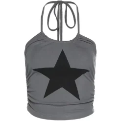 Y2K Tops|Crop Tops*Boogzel Clothing Star Girl Halter Crop Top Grey