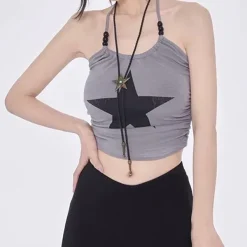 Y2K Tops|Crop Tops*Boogzel Clothing Star Girl Halter Crop Top Grey