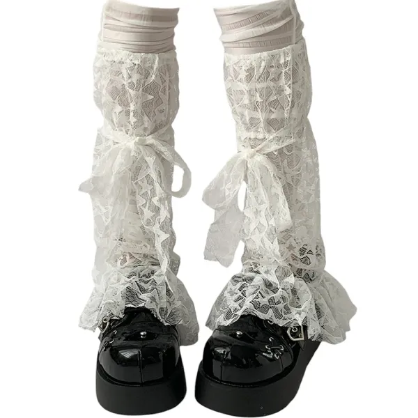 Other*Boogzel Clothing Star Girl Lace Leg Warmers White
